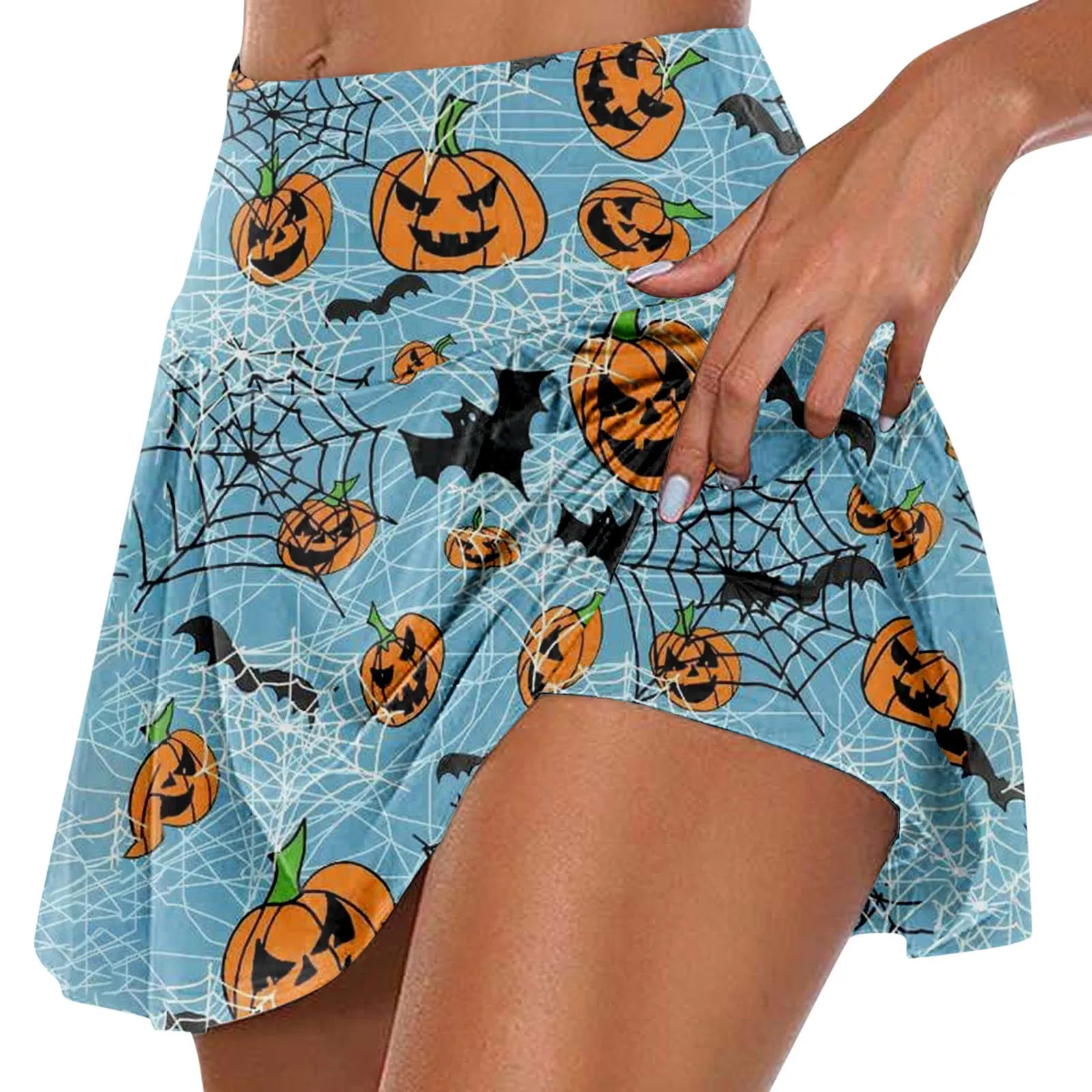 

Elastic Golf Skirt Women Fashion Halloween Funny Print Running Skirt Sporting Shorts Workout Tennis Shorts Gym Skirt 2023 New