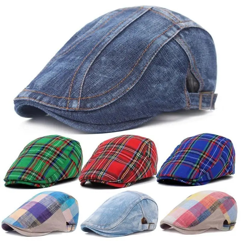 

Vintage Denim Beret Hats Men Women Unisex Jeans Berets Newsboy Hat Spring Autumn Hats Peaked Cap Casual Forward Adjustable Caps