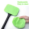 Car Window Cleaner Brush Kit Microfiber Windshield Cleaning Tool Auto Interior Glass Wash Wiper Long Handle Reusable Cloth Pad 3