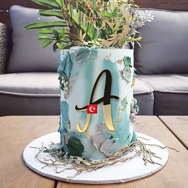 Miroir Doré A-z Décoration De Gâteau En Acrylique Avec Lettres Anglaises,  Décoration De Cupcake Pour Fête De Mariage, Joyeux Anniversaire -  Fournitures De Décoration De Gâteau - AliExpress