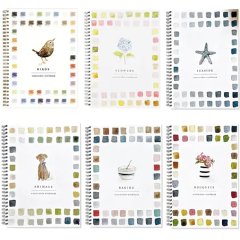 Quaderno di esercizi per acquerello per principianti, set di colori per acquerello da 12 colori con pennello, libro per acquerelli per adulti e adolescenti 1