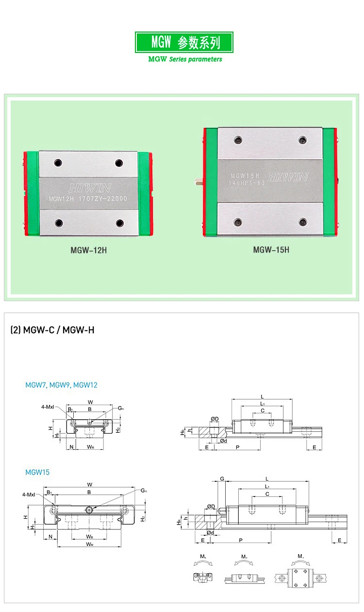 HIWIN MGW7 MGW9 MGW12 MGW15 CH Mini-Linearschienenblock Schieber Miniaturführungswagen CNC 3D-Druckzubehör – Detail 10