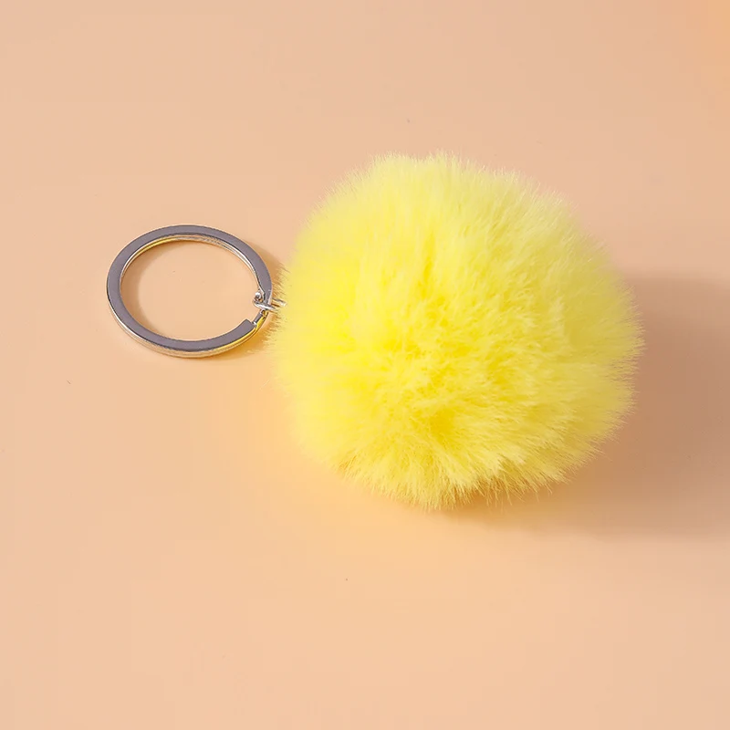 Cute Soft Fluffy Ball Keychain Plush Faux Rabbit Fur Key Ring Pendant for Women Girls Handbag Decor DIY Jewelry Gift – Detail 5