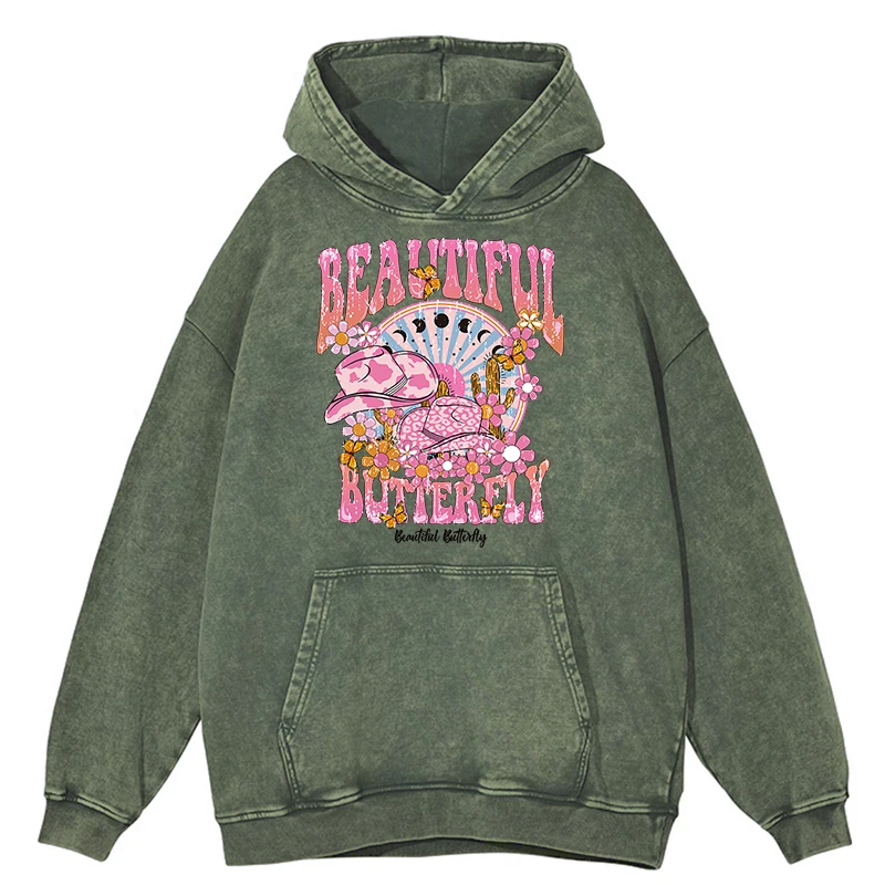 Ropa retro desgastada con lavado Un mundo hermoso y brillante para niñas y hombres, sudaderas casuales holgadas, 100 % algodón, ropa de gran tamaño para hombres