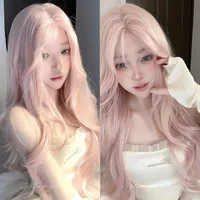 Perruque rose pour femmes perruques de Cosplay longues ondulées perruque synthétique douce naturelle pour un usage quotidien vie scolaire perruque Lolita rose 6