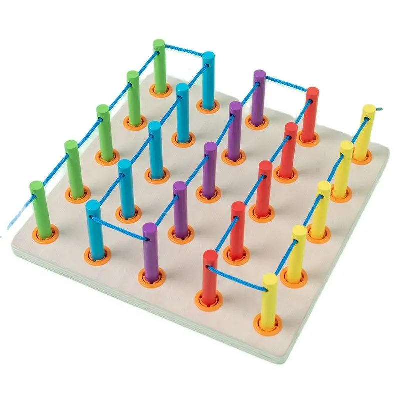 MontessoriWoodenToyThreadingBoardThreadRopeStickPuzzleToy