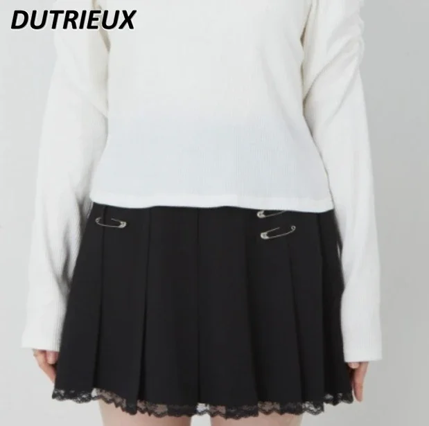 2024 Autumn New Japanese Style Sweet and Cute Pleated Skirt Summer Cute Girl High Waist Pure Color All-Matching Short Skirts