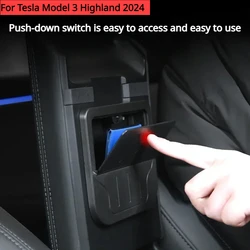 For Tesla Model 3 Highland 2024 Car Armrest Holder Box Center Console Organizer Armrest Privacy Hidden Storage Box Accessories