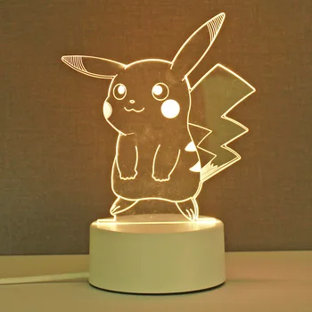 Cute Pokemon Pikachu Anime Figures 3D Led Night Light Model Toys Children Bed Room Decor Birthday Gift Christmas Gifts for Kids 2