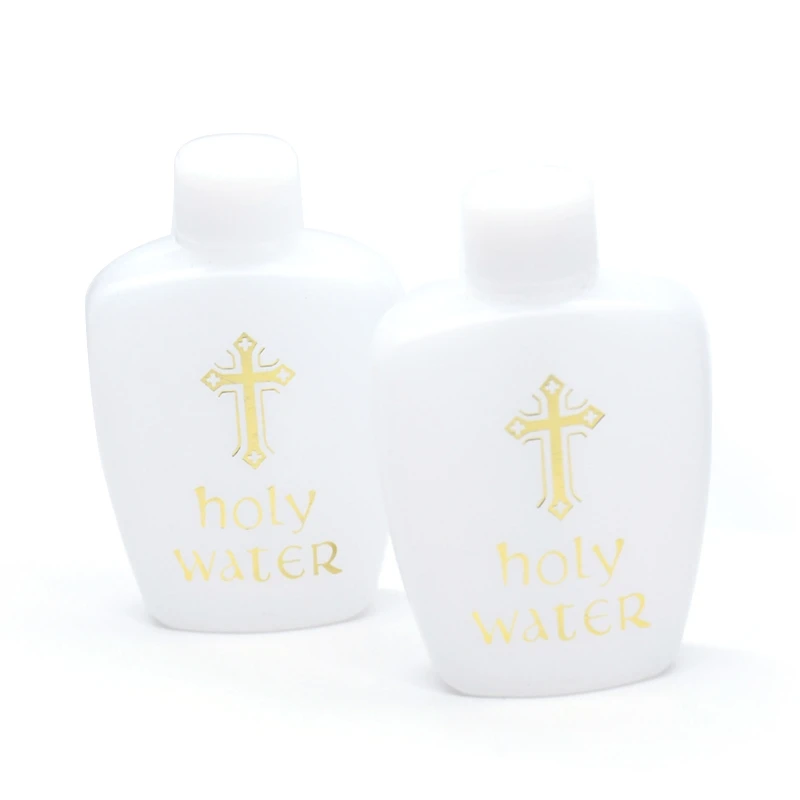 60ml Empty Holy Water Bottle Catholic Travel Size Gold for Cross Holds Container Refillable Catholic Bottle Lourdes Water Bot