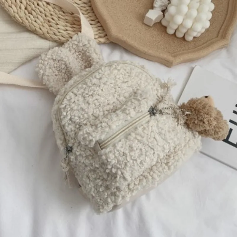 Little Woolen Eared Rabbit Children\'s Holiday Backpack Plush Toy Kindergarten Bag Cute Coin Purse Children Birthday Gifts