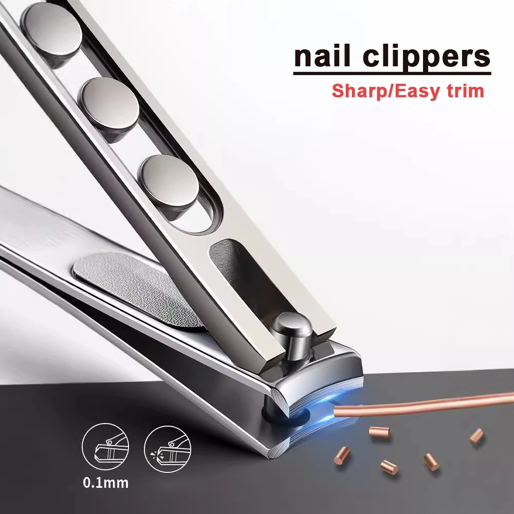 Nail clippers Diagonal nail clippers Titanium steel nail large furrow manicure tool anti-splash idea gift 1Pcs