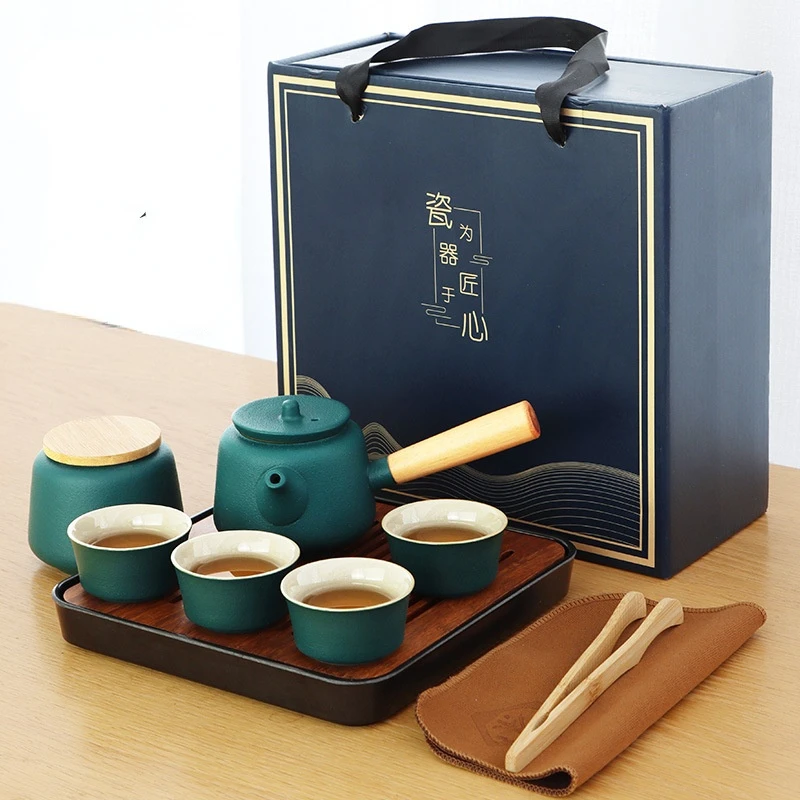 Portable travel tea set tea pot simple one pot four cups outdoor