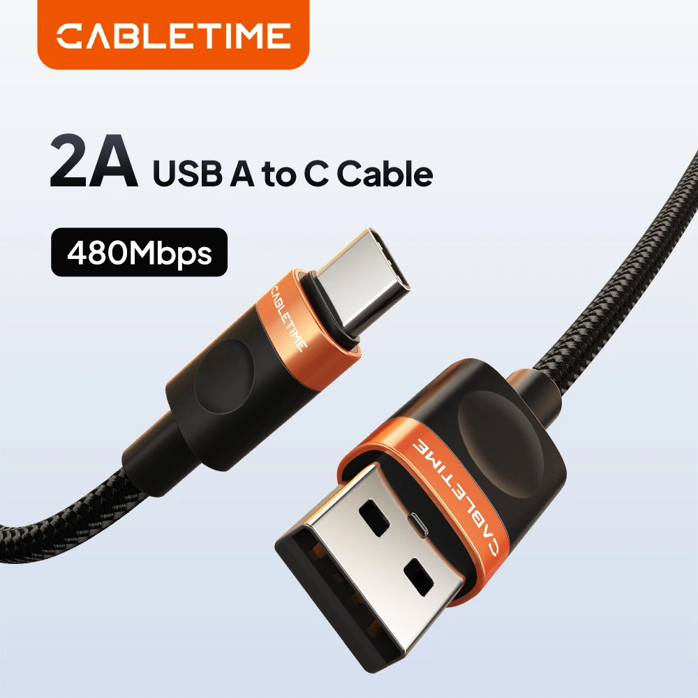 Premium USB A to USB C High-Speed Braided Data Transfer Cable, 2A 480Mbps