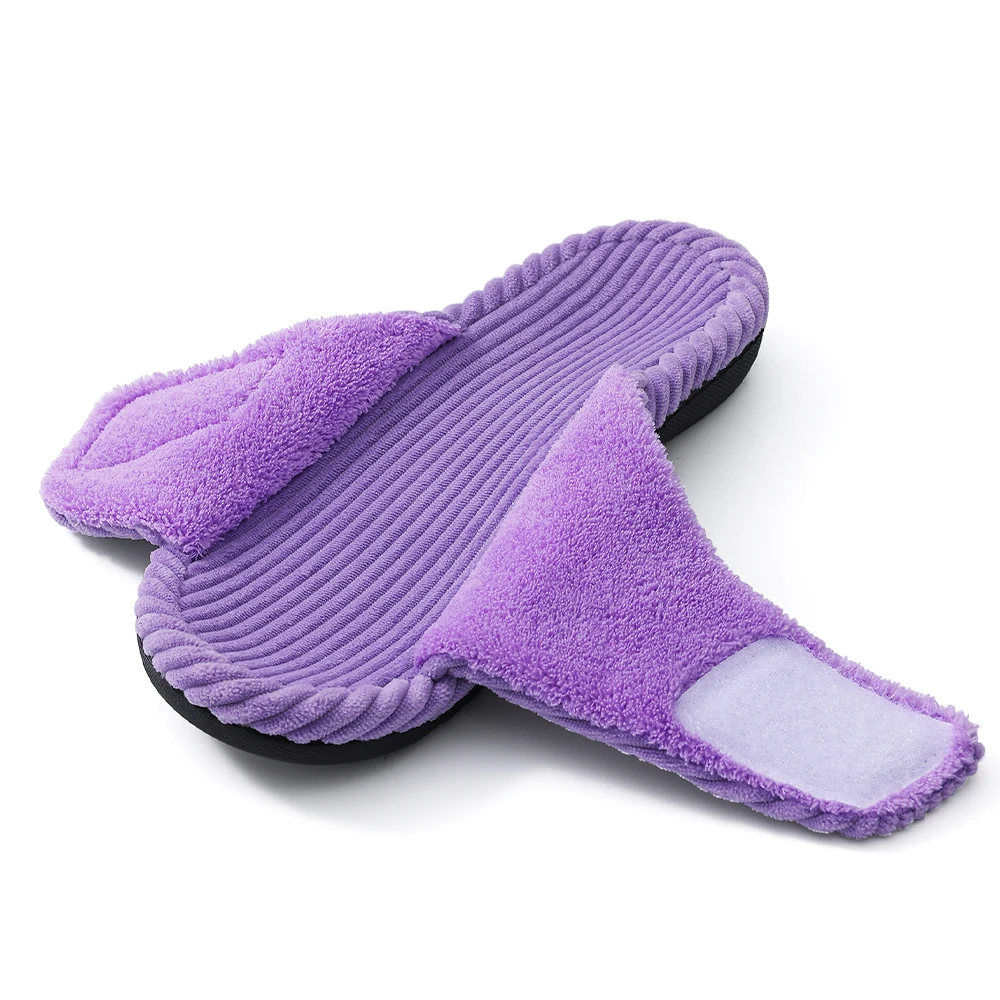Evshine Memory Foam Women Slippers Fashion Open Toe Orthopedic House Slippers Corduroy Bedroom Slides Cotton Shoes For Women 5