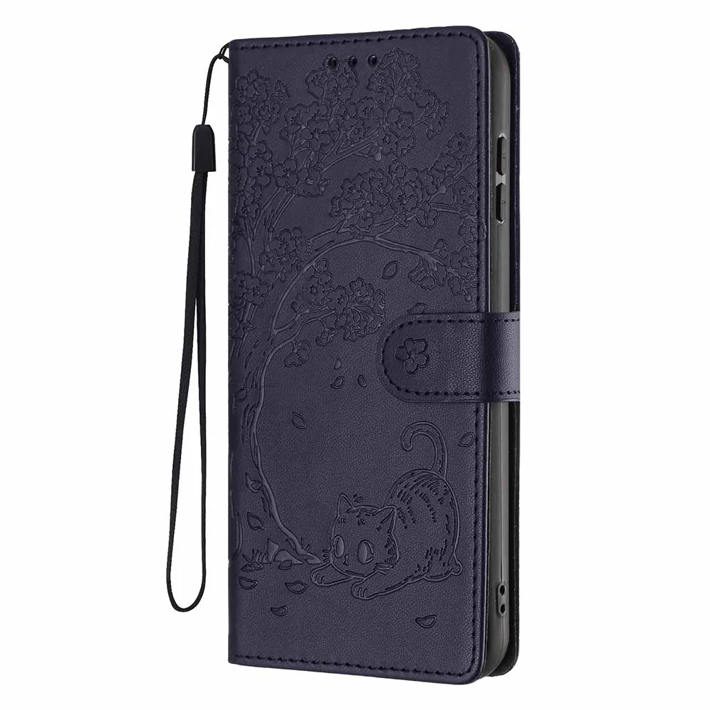 Tree Cat Leather Wallet Flip Case with Card Holder Cover
