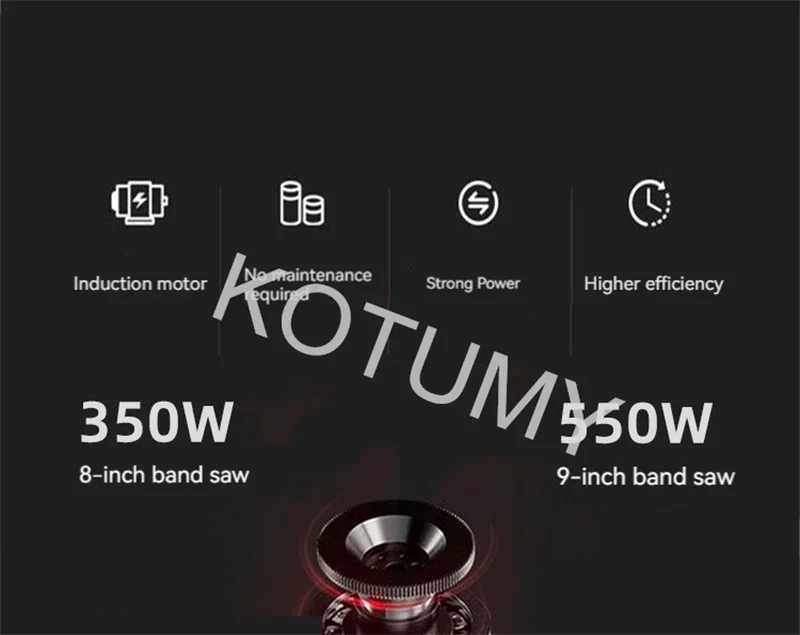 KOTUMY 8 Zoll 9 Zoll Holzbearbeitungs-Bandsägemaschine Desktop-Drahtsäge Stichsäge Metall 80/80 mm Schneidwerkzeuge 350/550 W 220 V Tischkreissäge – Detail 3