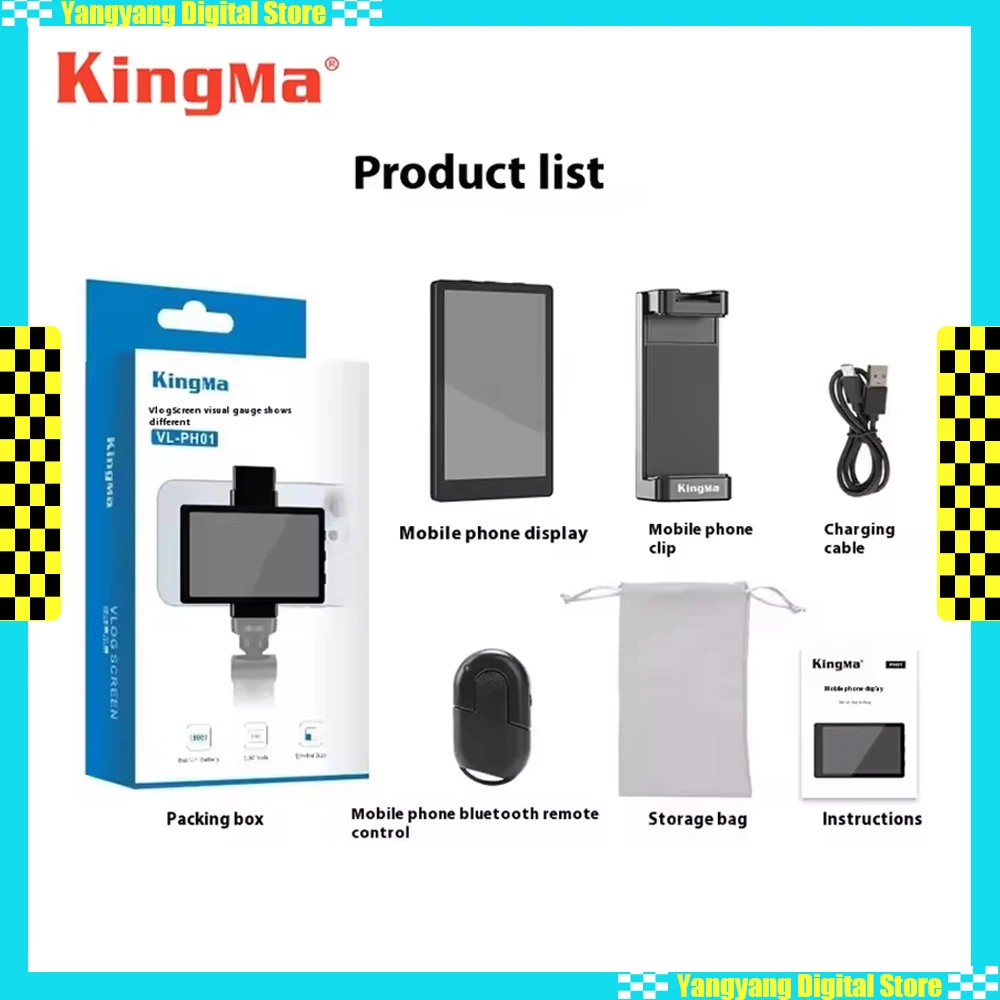 Kingma VL-PH01 Smartphone Vlog Selfie Monitor Magnetic Screen Portable Travel Using Phone Rear Camera Selfie Vlog Live Stream