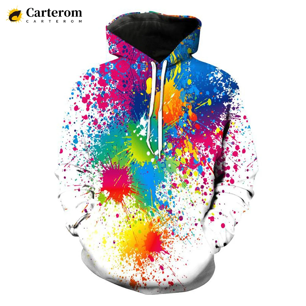 

2023 Hot Sale Paint Splatter Tie-dye 3D Printed Hoodies Men Fashion Casual Hoodie Sweatshirts Hipster Rainbow Graffiti Pullover
