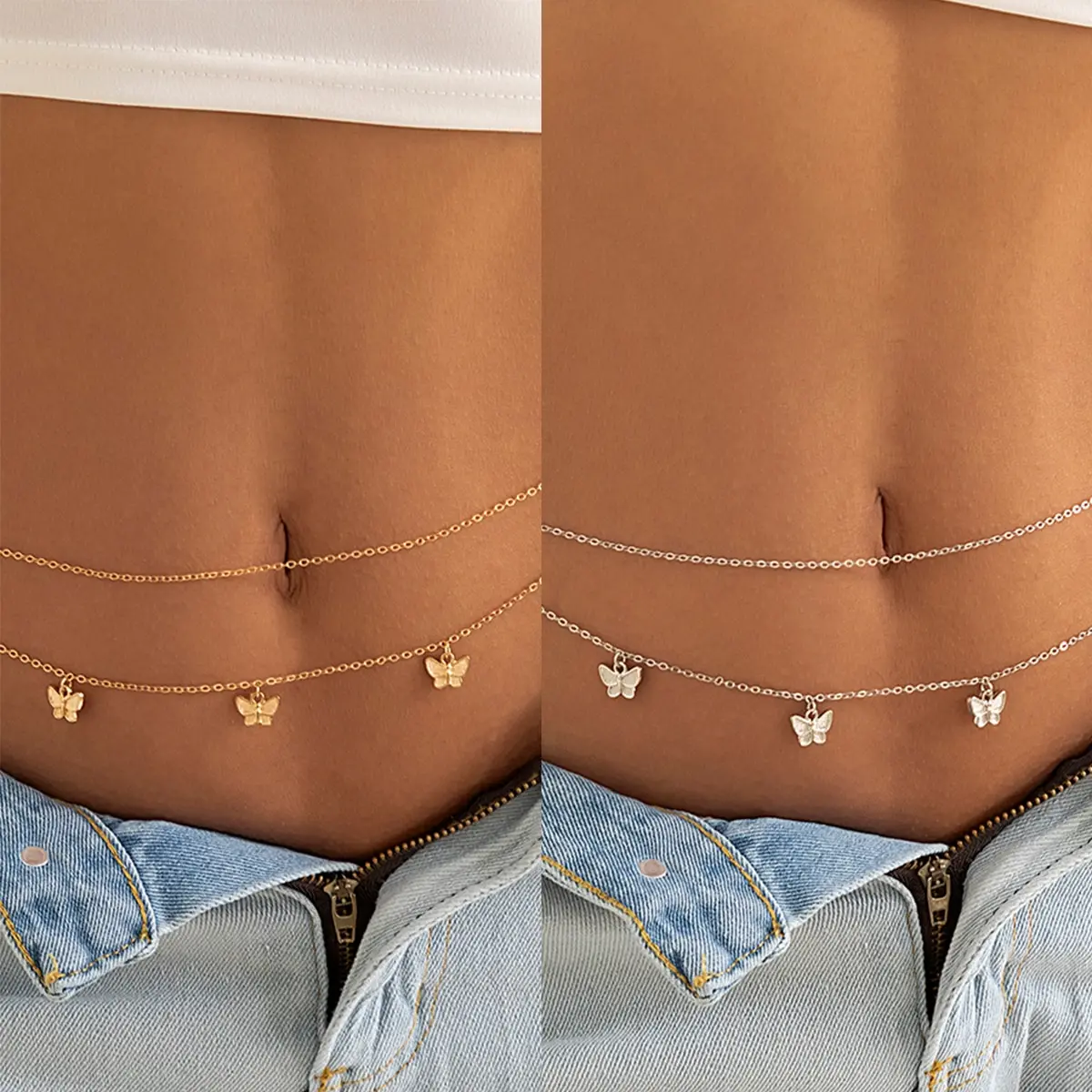  Cadena de cintura de mariposa en capas para mujer, cadenas de  cintura para mujeres y niñas, accesorios para el cuerpo, cadena de mariposa  dorada : Ropa, Zapatos y Joyería