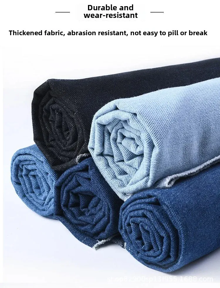 Thickened Cotton Elastic Denim Fabric Light Blue Spring Autumn Seasonal Pants Shirt Apron Clothing for Men Women Children