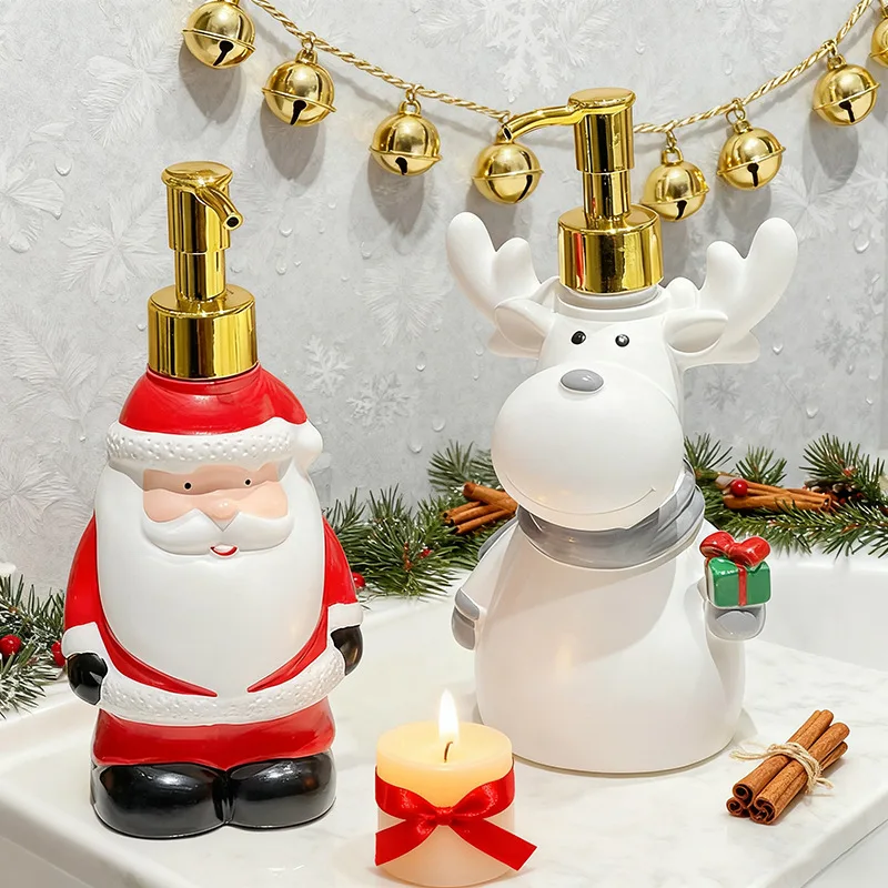 Santa Claus Soap Dispenser Bottle - 300ml Refillable Liquid Container for Bathroom/Kitchen, Decorative  Hand  Wash  &