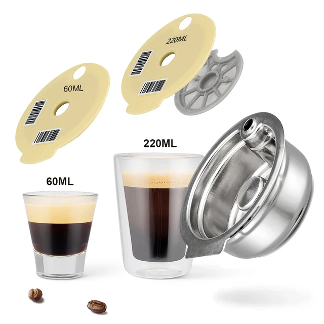 Icafilas 200/220Ml Rozsdamentes Acél Újrahasznosítható Kávécapszula A Bosch Tassimo Géphez Újratölthető Szűrő Hüvely Élelmiszer-Minőségű Szilikon