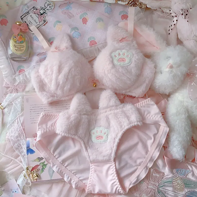 Reggiseno E Slip In Cotone Con Orecchie Da Gatto - Set Intimo Carino Stile Anime, Morbido E Comodo, Taglie M-XL - Foto 7