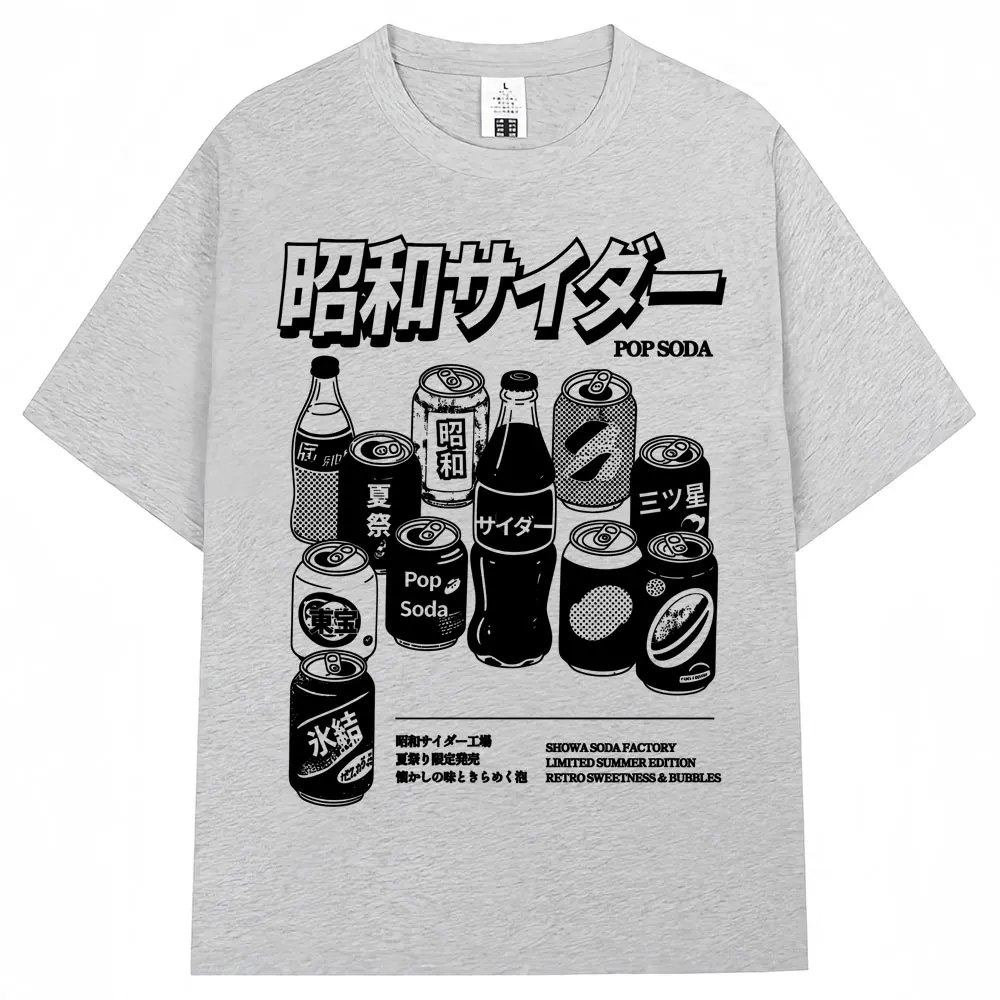 Retro Japanese Soda Aesthetic Oversized T-Shirt - 90s Anime Harajuku Style in Premium Cotton