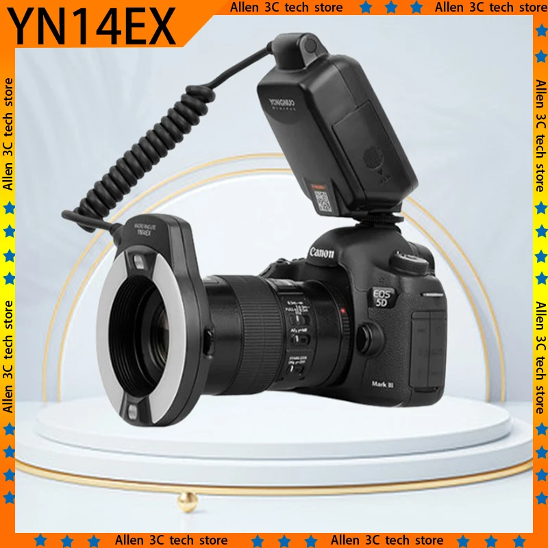 Original YONGNUO YN14EX Macro TTL Speedlite LED Flash Light Adapter Ring LCD Screen Camera Canon EOS DSLR Cameras