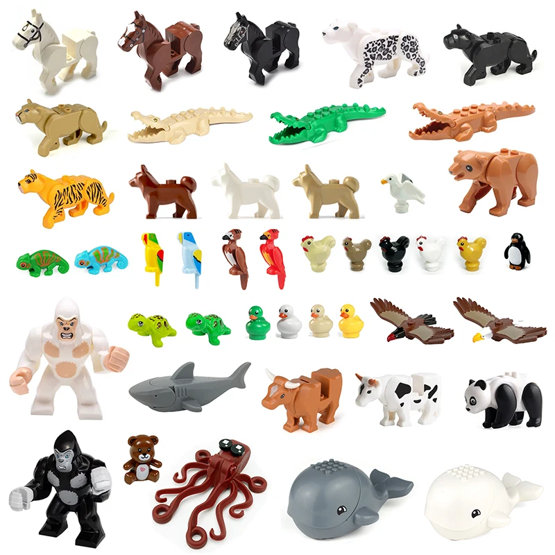 Small Building Block Animal Scene Horse Whales Tiger Model Educationa Hot MOC Zoo Assembled Gift Baby DIY Mininatures Bricks Toy usa chicago city model skyline building block toy bricks