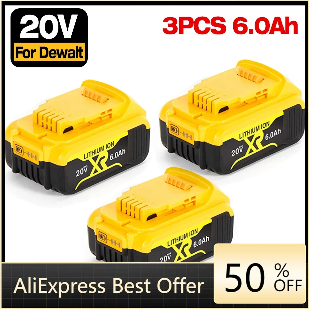 

NEW DCB200 20V 6000mAh Lithium Replacement Battery for DeWalt 18V DCB184 DCB200 DCB182 DCB180 DCB181 DCB182 DCB201 DCB206 L50