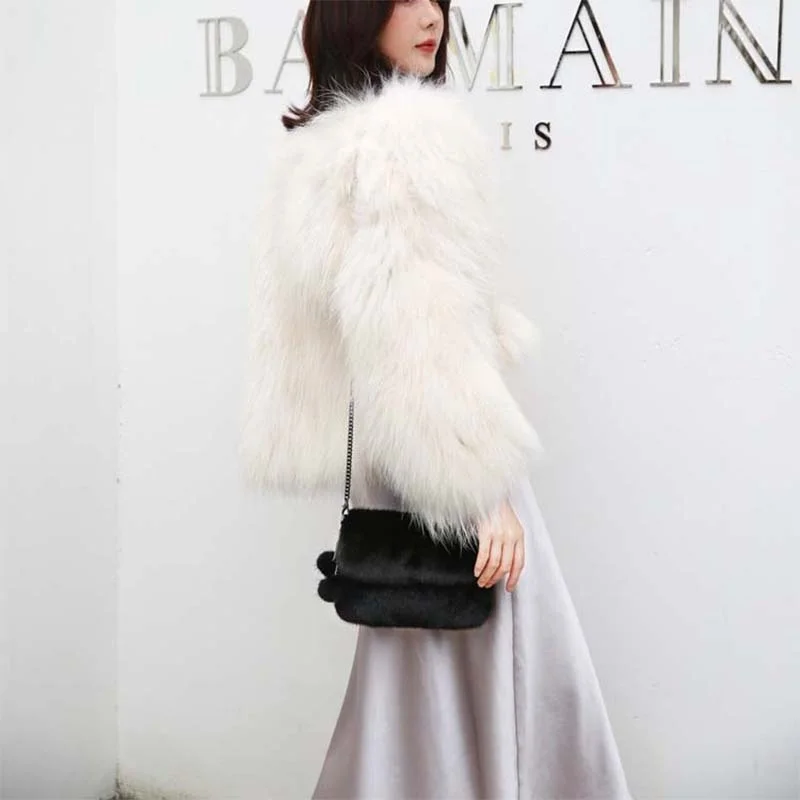 High Quality Women's Diagonal Cross Bag 100% Mink Fur High-end Banquet Handbag Trend Fashion Shoulder Bag Charm Temperament Bag