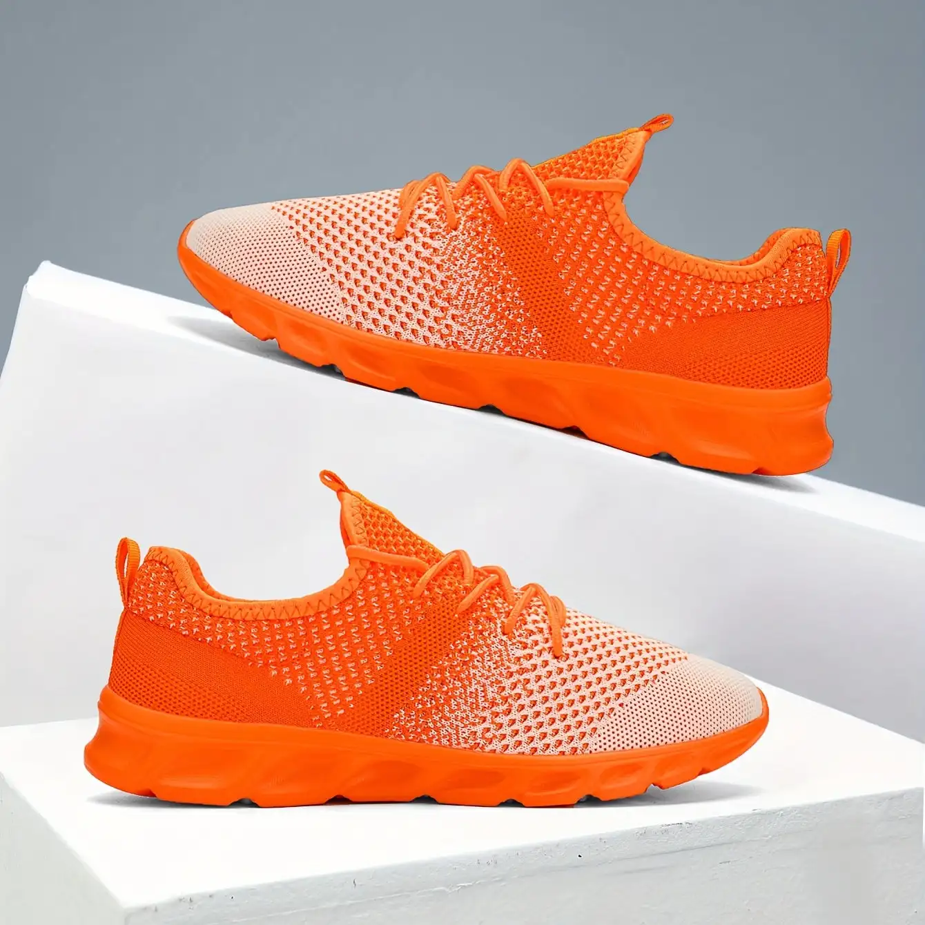 

Casual Colorblock Lace-up Sneakers, Women's Breathable Mesh Running Shoes, Ombre Color Sports Shoes