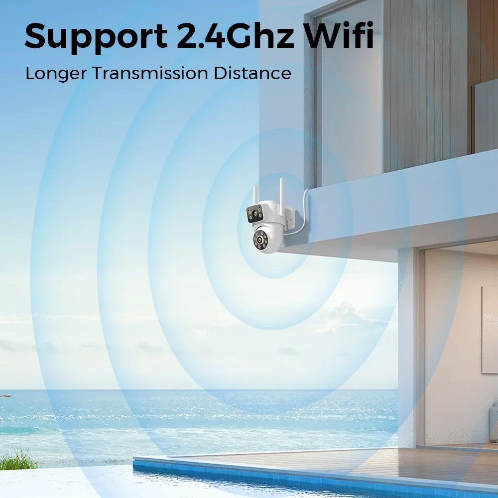 Auto Tracking PTZ Camera, 8MP Dual Screen WiFi Security IP Camera, Outdoor Waterproof, Color Night Vision, Two-Way Talk, icsee 5