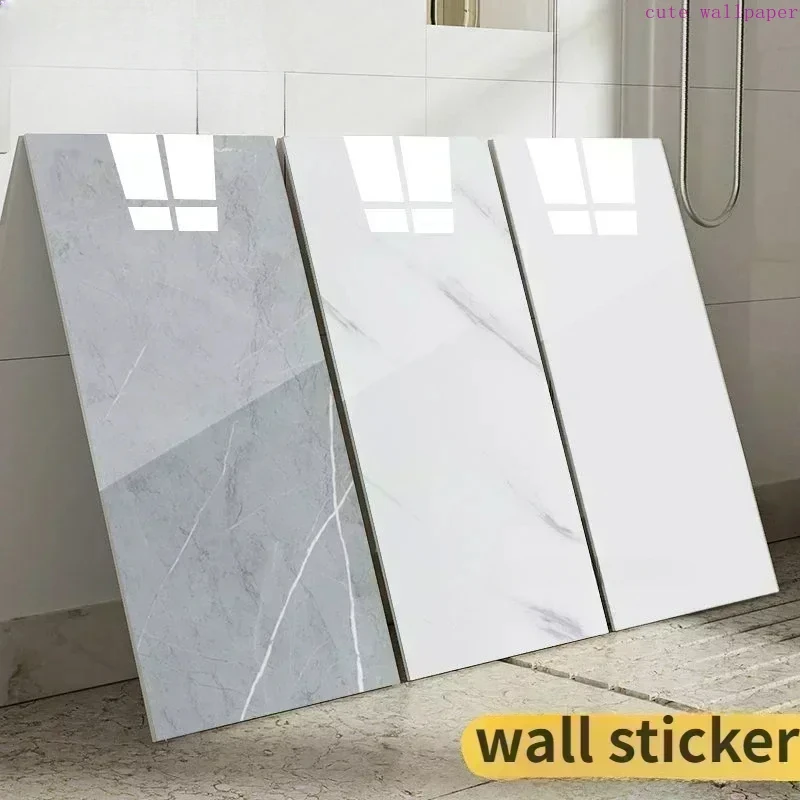 Imitation Ceramic Tile Marble Panel Wall Sticker PVC Self-adhesive Waterproof Bathroom Floor Stickers Background Decorative