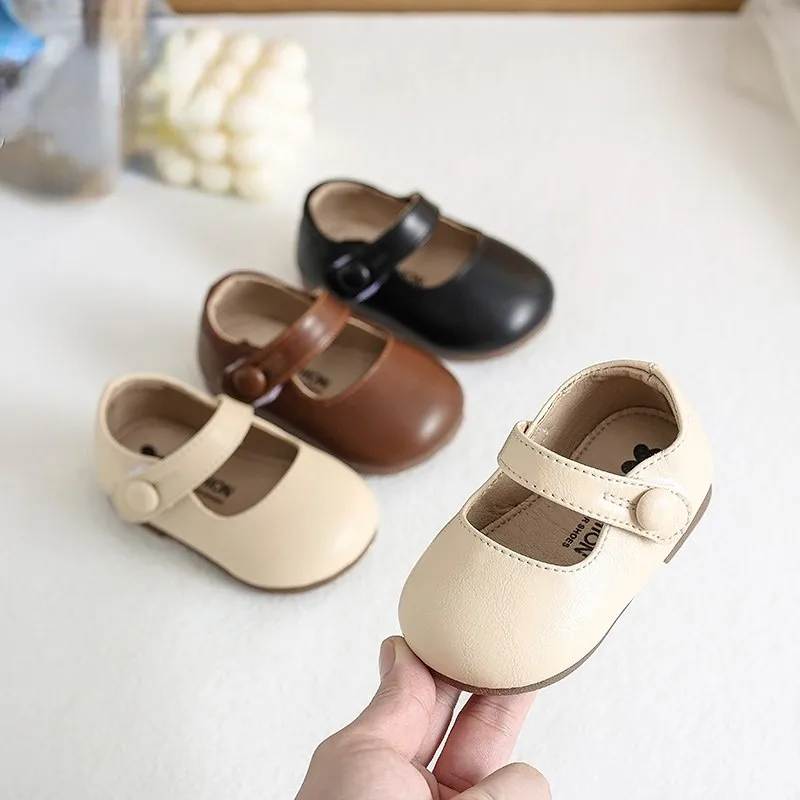 Unishuni Toddler Shoes Girl Mary Jane Flats for Baby Children Soft Non-Slip Rubber Sole Casual Shoes Princess Leather Dress Shoe