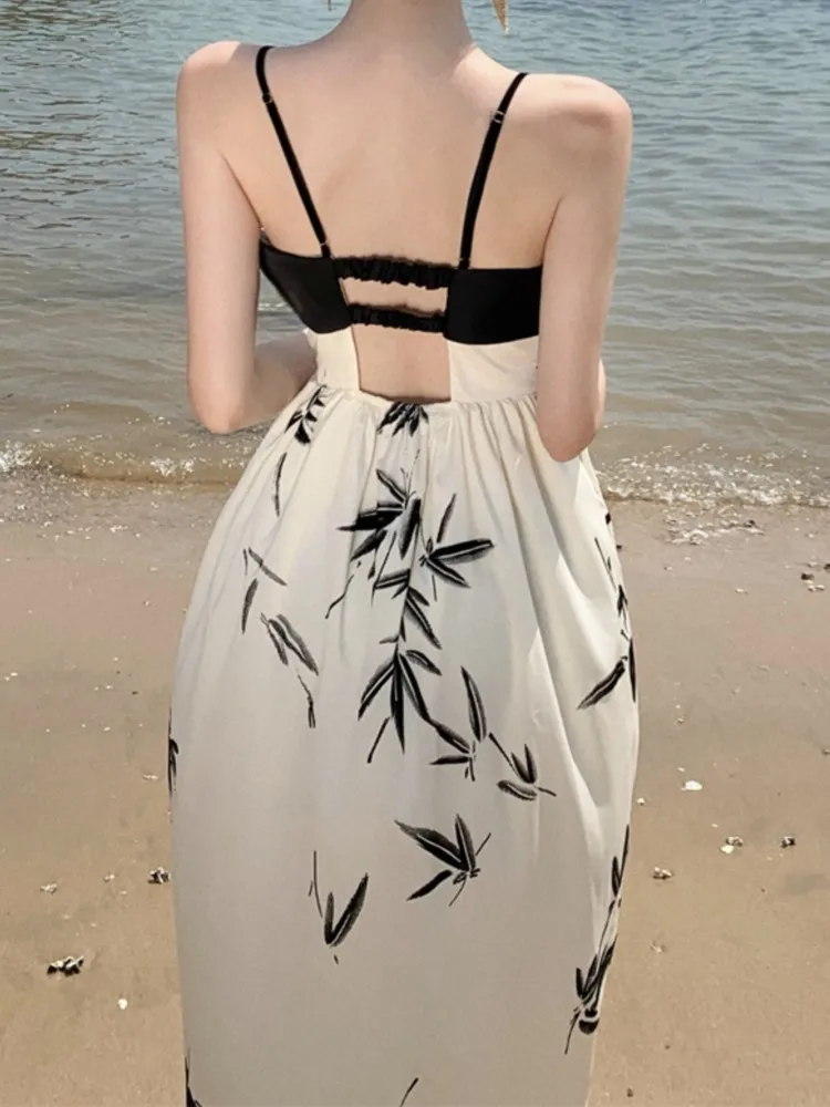 

Spaghetti Strap Elegant Women Summer Dress Sleeveless Casual A-Line Beach Holiday Vestidos Female Sexy Chic Party Robe Mujers