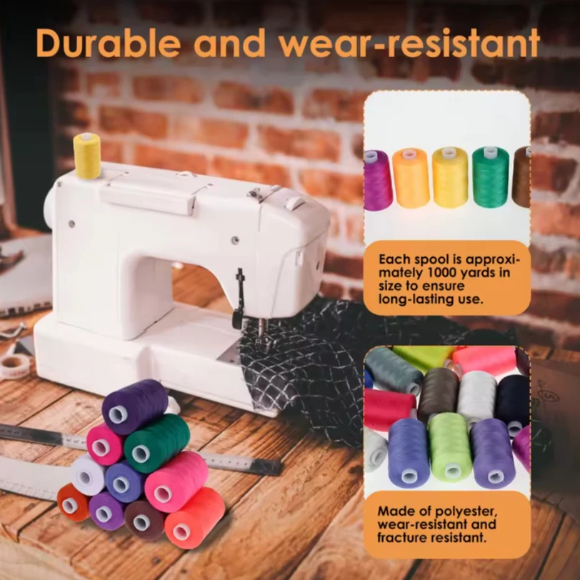 Vibrant 12-Color Polyester Sewing Thread Set for DIY Projects and Embroidery