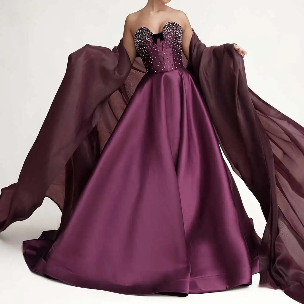 Elegant Purple Sweetheart Satin Evening Dress,Purple Dinner Dress Y6694 main image 1