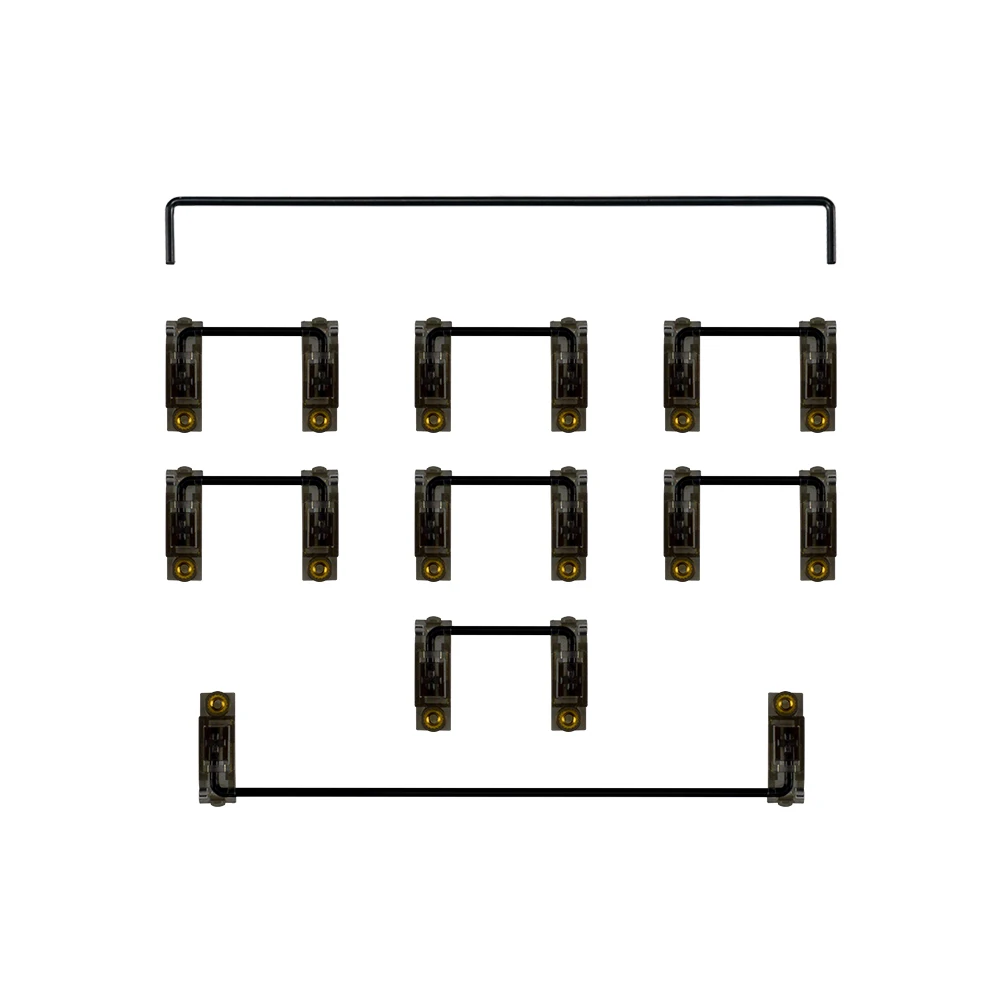 PCB 6.25U 키보드 안정기 검정색 도금 나사 장착 검정색 투명 위성 샤프트, 기계식 키보드 안정기용