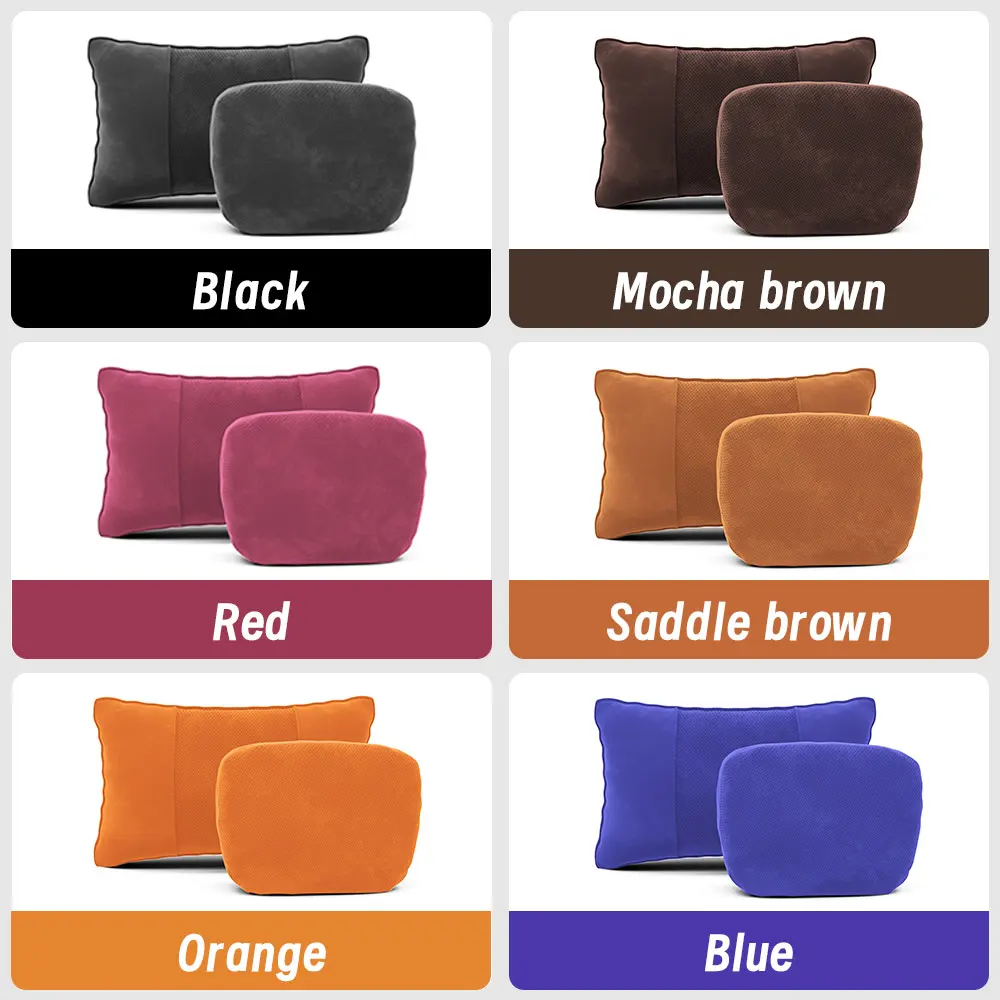 Top Automotive Headrest Lumbar Support Suede Neck Support Seat Resting Pillow Breathable Neck Protection Soft Car Accessories