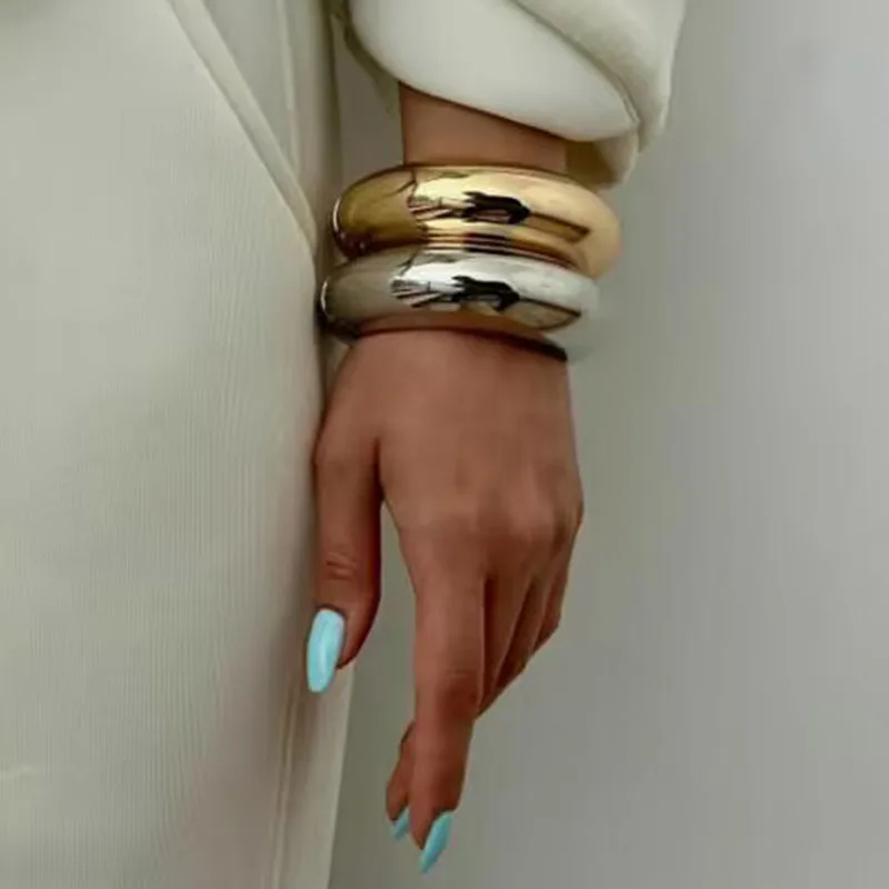 Punk Hip Hop Heavy Metal Spring Bangles Exaggerated Vintage Fashion Gold Silver Color Bangles Women Bracelets Jewelry Gifts