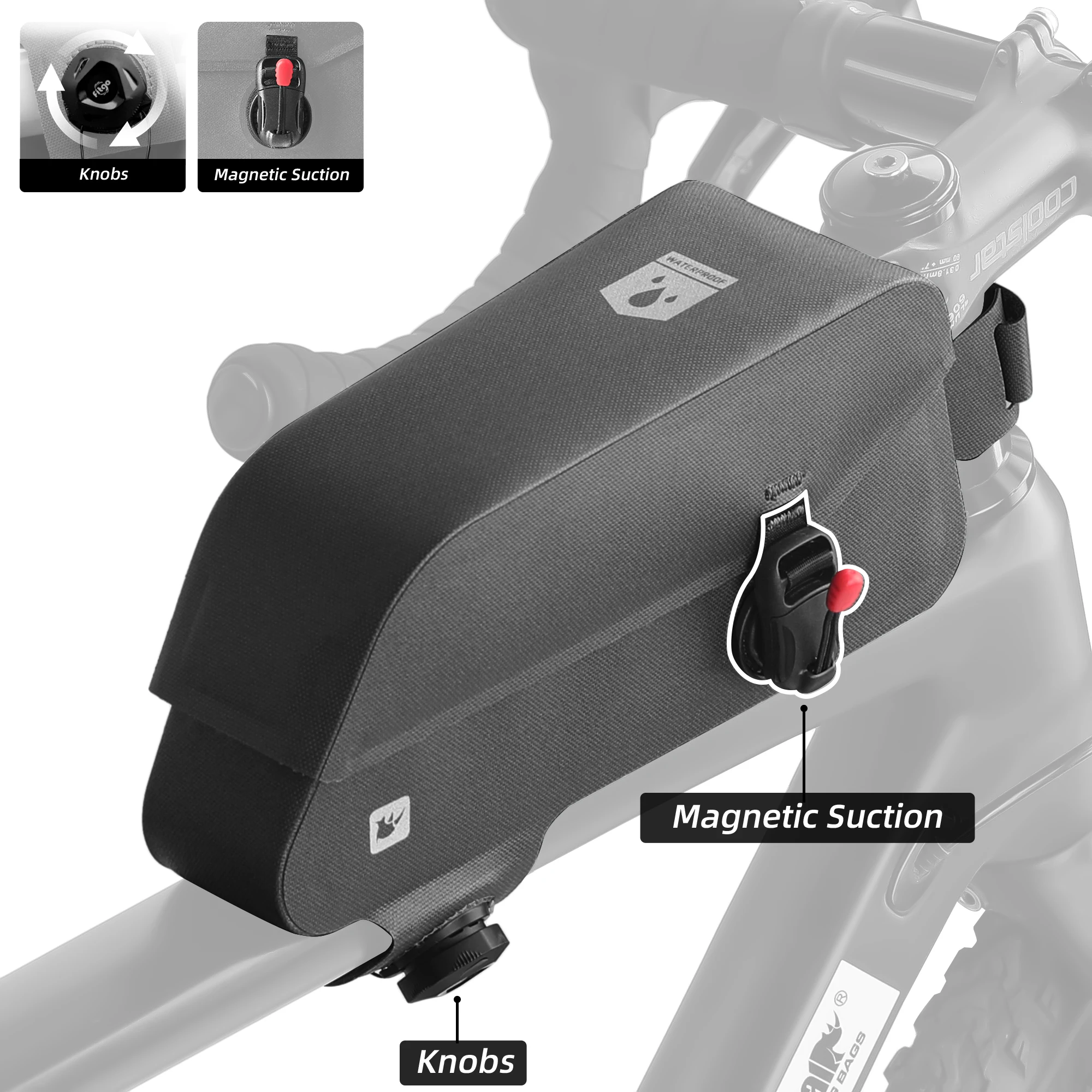 Bolsa para tubo superior de bicicleta Rhinowalk K33 à prova d'água para quadro frontal de bicicleta, ideal para MTB, bicicleta de estrada, alforje de grande capacidade, acessórios para ciclismo