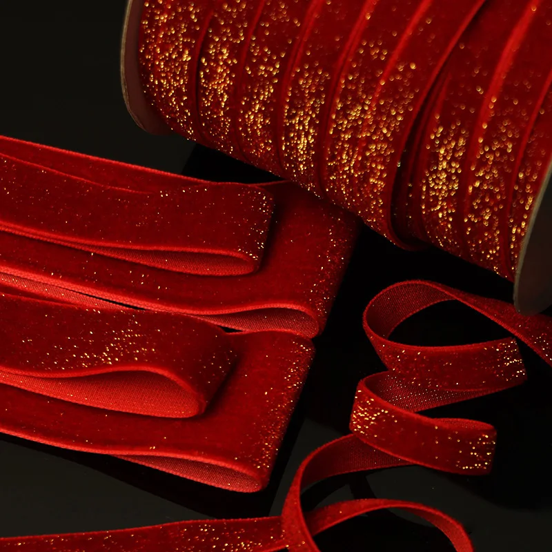 Christmas Ribbon 5 Yards Velvet New Year Red Festival Bows Gift Box Packaging Festival Scene 10/15/20/25/38mm