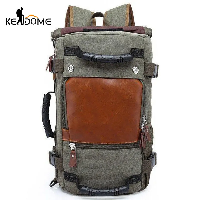 

Waterproof Canvas Travel Backpack Multi-functional Casual Camping Clambing Sports Shoulder Bag Vintage Duffle Rucksack XA839D
