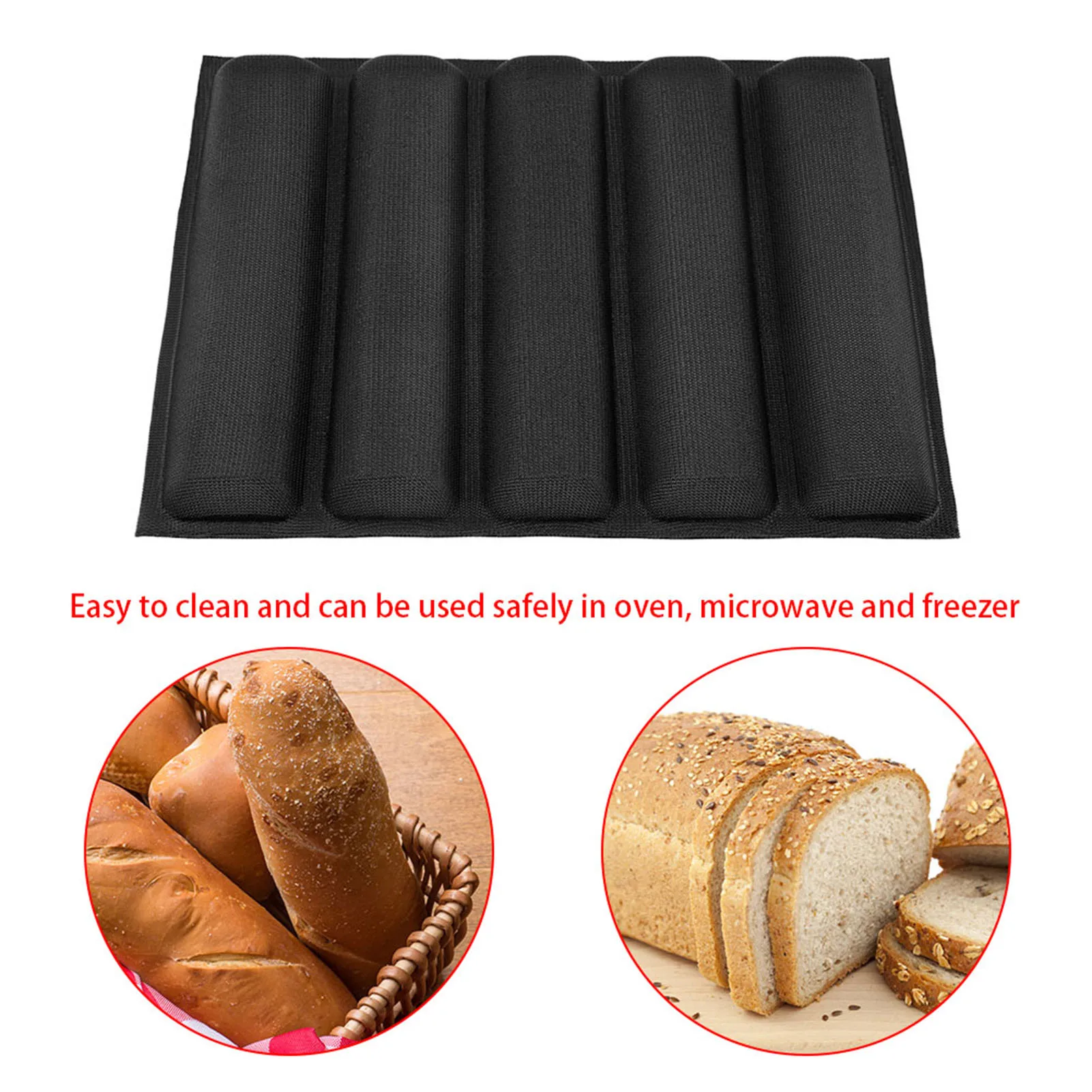 French Bread Bakeware Bread Mold Silicone Oblong Shape Bread Molds Baguette Pan French Bakeware Tray Silicone Baguette Bakeware