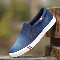 Denim Men's Canvas Shoes Slip-On Sneakers Male Flats Breathable Loafers for Men 2025 Summer Trainers Light Black Shoes Footwear 1