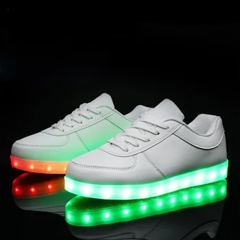 Unisex Led Shoes Size 35~46 Fashion Unisex Luminous Sneakers Lights Shoes for Kids Boys Girls Men Women Glowing Shoe Black White 1