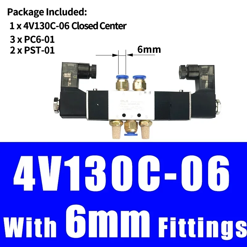 

High Quality 4V130C-06 4V230C-08 4V330C-10 4V430C-15 Air Electromagnetic Valves 3 Position 5 Way Pneumatic Solenoid Valve